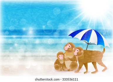 
Monkey sea New Year's card background