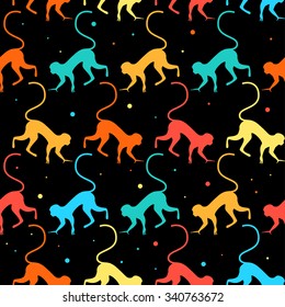 monkey seamless bright abstract funny pattern background cartoon