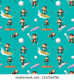 Monkey seamless pattern background illustration