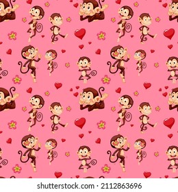 Monkey seamless pattern background illustration