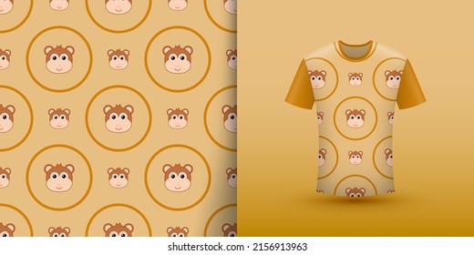Monkey seamless pattern with shirt