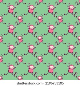 Monkey Seamless Pattern Vector Illustration Perfect Stock Vector ...