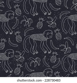 Monkey seamless pattern. Vector illustration. 