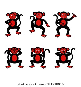 Monkey Set - Isolated On White Background-Vector Illustration,Graphic Design, Editable For Your Design.For Web,Websites,App,Print,Presentation Templates,Mobile Applications And Promotional Materials