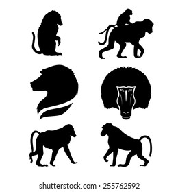 Monkey set of silhouettes vector