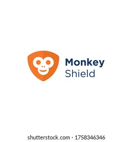 Monkey and shield logo combination.