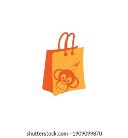 Monkey shop bag logo icon design illustration vector