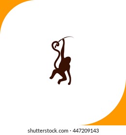 Monkey sign. Brown icon on white background