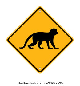Monkey sign. Road sign. Symbol, illustration 