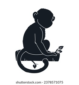 monkey silhouette. black monkey isolated on white background. cutout monkey. hand drawn monkey design. vector illustration. monochrome cartoon shadow vector silhouette.