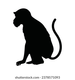 monkey silhouette. black monkey isolated on white background. cutout monkey. hand drawn monkey design. vector illustration. monochrome cartoon shadow vector silhouette.