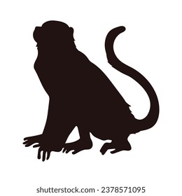 monkey silhouette. black monkey isolated on white background. cutout monkey. hand drawn monkey design. vector illustration. monochrome cartoon shadow vector silhouette.