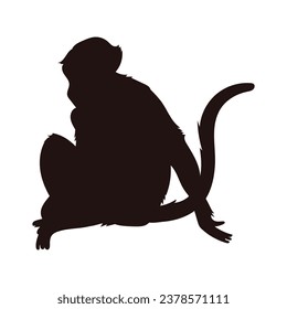 monkey silhouette. black monkey isolated on white background. cutout monkey. hand drawn monkey design. vector illustration. monochrome cartoon shadow vector silhouette.