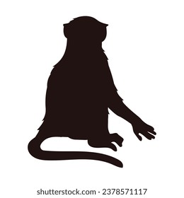 monkey silhouette. black monkey isolated on white background. cutout monkey. hand drawn monkey design. vector illustration. monochrome cartoon shadow vector silhouette.