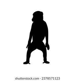 monkey silhouette. black monkey isolated on white background. cutout monkey. hand drawn monkey design. vector illustration. monochrome cartoon shadow vector silhouette.