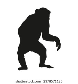 monkey silhouette. black monkey isolated on white background. cutout monkey. hand drawn monkey design. vector illustration. monochrome cartoon shadow vector silhouette.