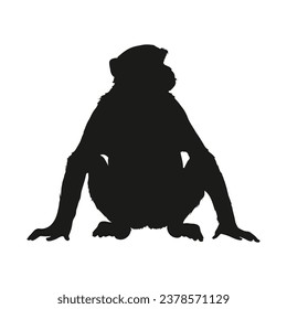 monkey silhouette. black monkey isolated on white background. cutout monkey. hand drawn monkey design. vector illustration. monochrome cartoon shadow vector silhouette.