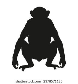 monkey silhouette. black monkey isolated on white background. cutout monkey. hand drawn monkey design. vector illustration. monochrome cartoon shadow vector silhouette.