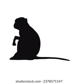 monkey silhouette. black monkey isolated on white background. cutout monkey. hand drawn monkey design. vector illustration. monochrome cartoon shadow vector silhouette.