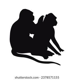 monkey silhouette. black monkey isolated on white background. cutout monkey. hand drawn monkey design. vector illustration. monochrome cartoon shadow vector silhouette.