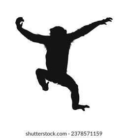 monkey silhouette. black monkey isolated on white background. cutout monkey. hand drawn monkey design. vector illustration. monochrome cartoon shadow vector silhouette.