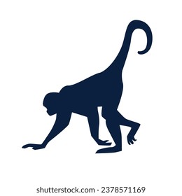 monkey silhouette. black monkey isolated on white background. cutout monkey. hand drawn monkey design. vector illustration. monochrome cartoon shadow vector silhouette.