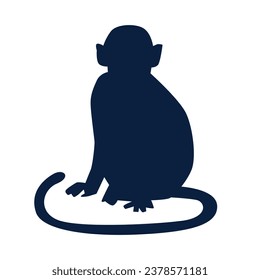 monkey silhouette. black monkey isolated on white background. cutout monkey. hand drawn monkey design. vector illustration. monochrome cartoon shadow vector silhouette.