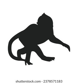 monkey silhouette. black monkey isolated on white background. cutout monkey. hand drawn monkey design. vector illustration. monochrome cartoon shadow vector silhouette.