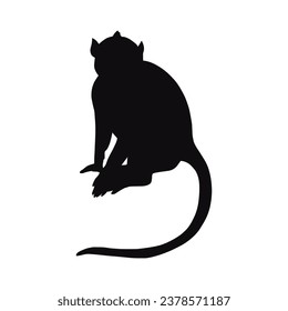 monkey silhouette. black monkey isolated on white background. cutout monkey. hand drawn monkey design. vector illustration. monochrome cartoon shadow vector silhouette.