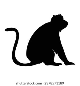 monkey silhouette. black monkey isolated on white background. cutout monkey. hand drawn monkey design. vector illustration. monochrome cartoon shadow vector silhouette.