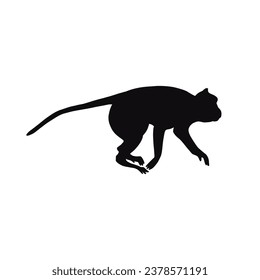 monkey silhouette. black monkey isolated on white background. cutout monkey. hand drawn monkey design. vector illustration. monochrome cartoon shadow vector silhouette.