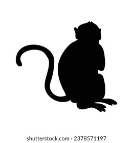 monkey silhouette. black monkey isolated on white background. cutout monkey. hand drawn monkey design. vector illustration. monochrome cartoon shadow vector silhouette.