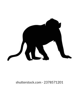 monkey silhouette. black monkey isolated on white background. cutout monkey. hand drawn monkey design. vector illustration. monochrome cartoon shadow vector silhouette.