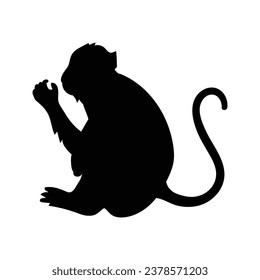 monkey silhouette. black monkey isolated on white background. cutout monkey. hand drawn monkey design. vector illustration. monochrome cartoon shadow vector silhouette.