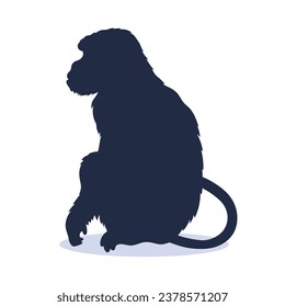 monkey silhouette. black monkey isolated on white background. cutout monkey. hand drawn monkey design. vector illustration. monochrome cartoon shadow vector silhouette.