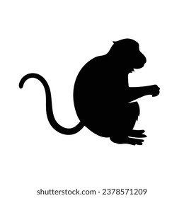 monkey silhouette. black monkey isolated on white background. cutout monkey. hand drawn monkey design. vector illustration. monochrome cartoon shadow vector silhouette.