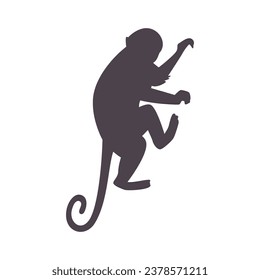 monkey silhouette. black monkey isolated on white background. cutout monkey. hand drawn monkey design. vector illustration. monochrome cartoon shadow vector silhouette.