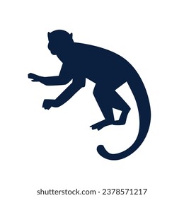 monkey silhouette. black monkey isolated on white background. cutout monkey. hand drawn monkey design. vector illustration. monochrome cartoon shadow vector silhouette.