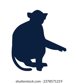 monkey silhouette. black monkey isolated on white background. cutout monkey. hand drawn monkey design. vector illustration. monochrome cartoon shadow vector silhouette.