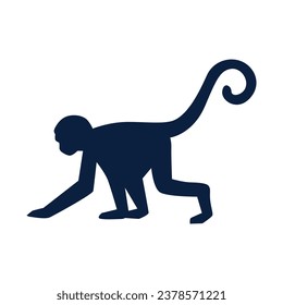 monkey silhouette. black monkey isolated on white background. cutout monkey. hand drawn monkey design. vector illustration. monochrome cartoon shadow vector silhouette.