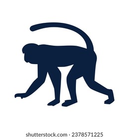 monkey silhouette. black monkey isolated on white background. cutout monkey. hand drawn monkey design. vector illustration. monochrome cartoon shadow vector silhouette.