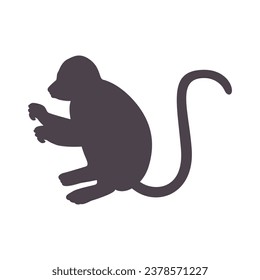 monkey silhouette. black monkey isolated on white background. cutout monkey. hand drawn monkey design. vector illustration. monochrome cartoon shadow vector silhouette.