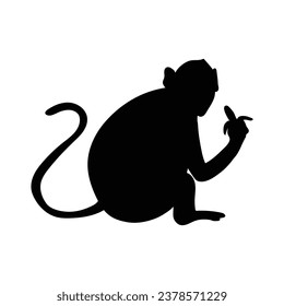 monkey silhouette. black monkey isolated on white background. cutout monkey. hand drawn monkey design. vector illustration. monochrome cartoon shadow vector silhouette.