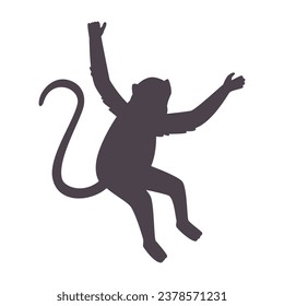 monkey silhouette. black monkey isolated on white background. cutout monkey. hand drawn monkey design. vector illustration. monochrome cartoon shadow vector silhouette.