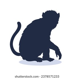 monkey silhouette. black monkey isolated on white background. cutout monkey. hand drawn monkey design. vector illustration. monochrome cartoon shadow vector silhouette.