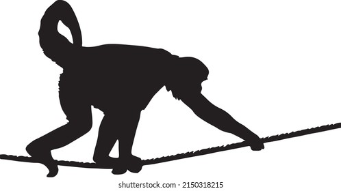 Monkey Silhouette Black White Stock Vector (Royalty Free) 2150318215 ...