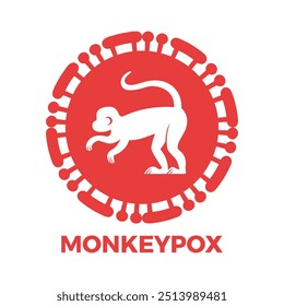 Monkey silhouette. A detailed visual representation of Monkeypox emphasizes its critical importance for health awareness and education. Vector illustration for medical brochures, flyers, website, logo