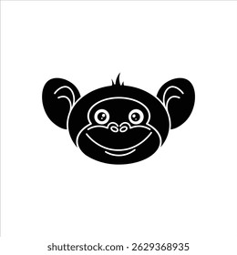 monkey silhouette, Monkey Head Silhouette - Animal Icon, Black silhouette vector illustration of a cute monkey head. Perfect for icons, logos, signs, and flat graphic designs.