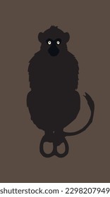 monkey silhouette high quality vector on brown background. Vector illustration isolated on a brown background.