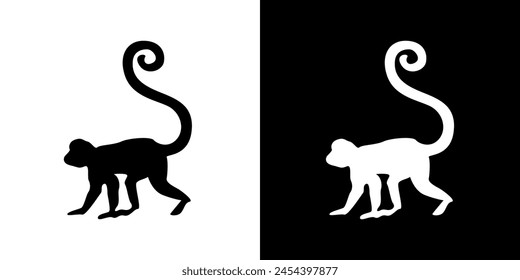 Monkey-Silhouette-Symbol. Tiersymbol. Schwarzes Symbol. Silhouetten-Symbol